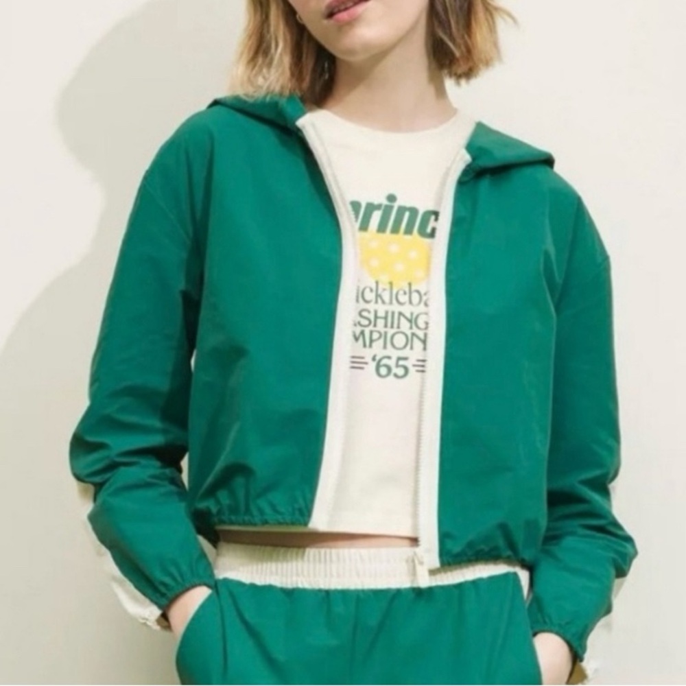 Prince Green Hooded Cropped Bomber Jacket